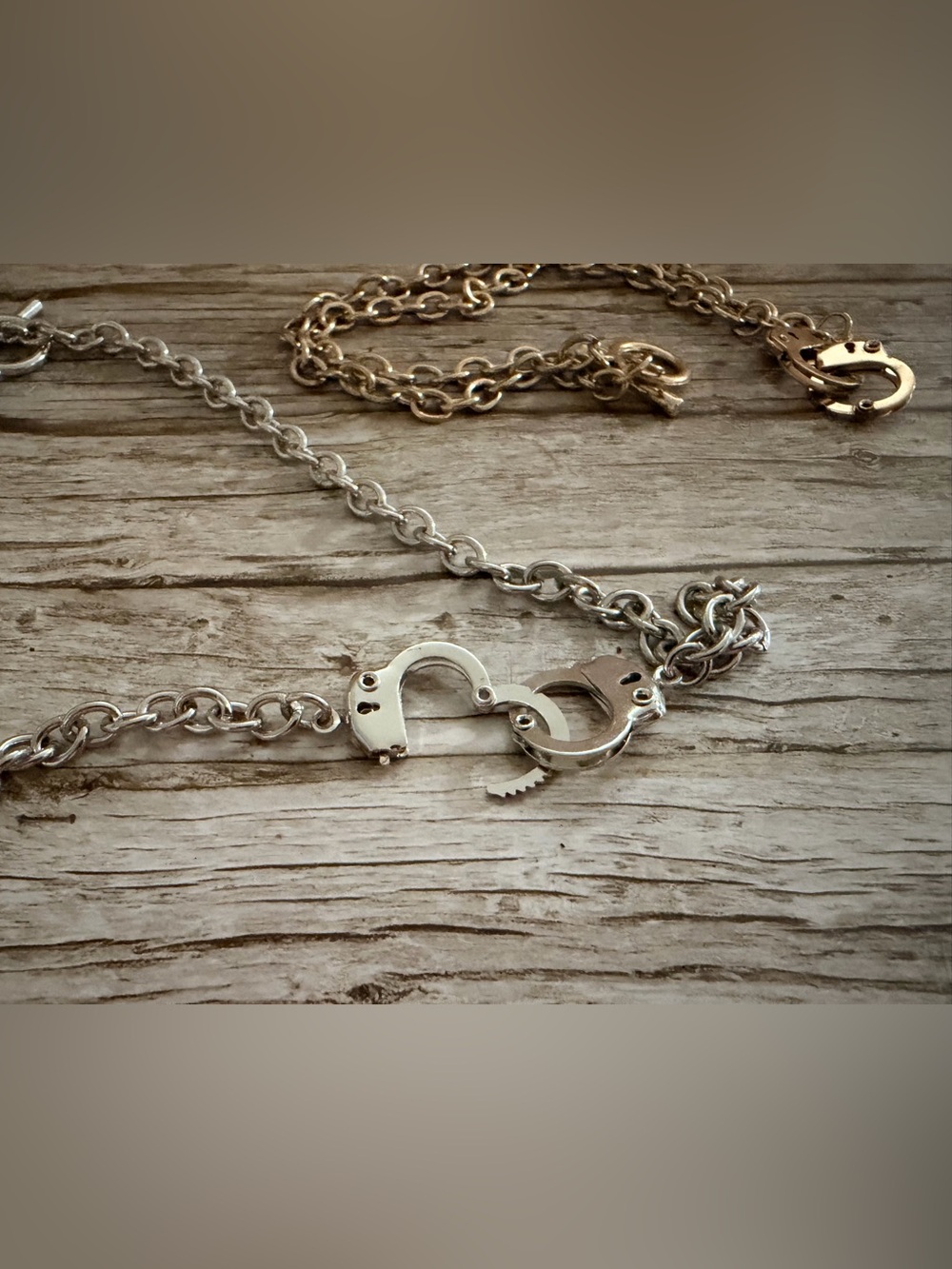 Silver or Gold Toned Handcuff Opens Link Chain Necklace - Punk Goth Hip Hop Y2K